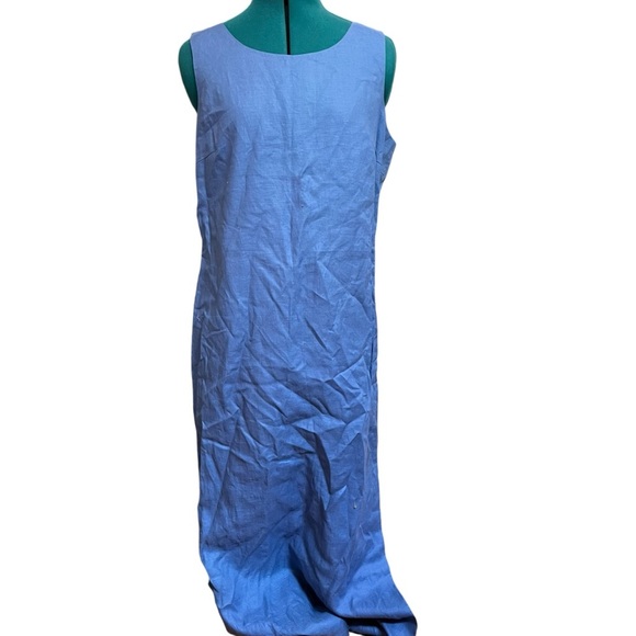 Dué Per Dué Vintage Linen Periwinkle Zip Up Boat Neck Maxi Dress A24 - Picture 1 of 3